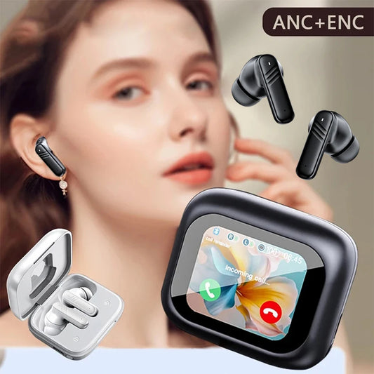 Touch Screen Headphones ANC + ENC Earbuds With Mic